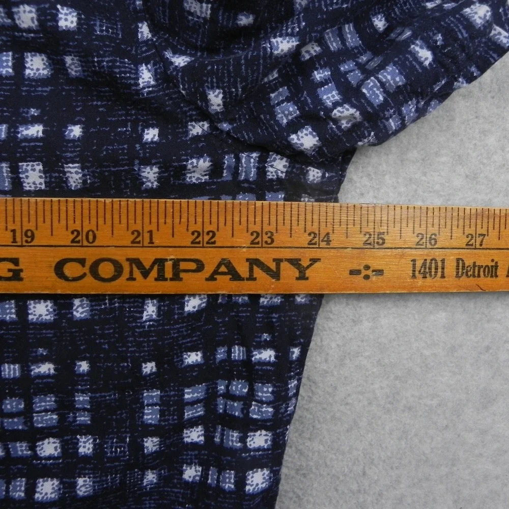 Banana Republic Shirt Mens XL Slim Fit Navy Blue White Grid Short Sleeve Cotton